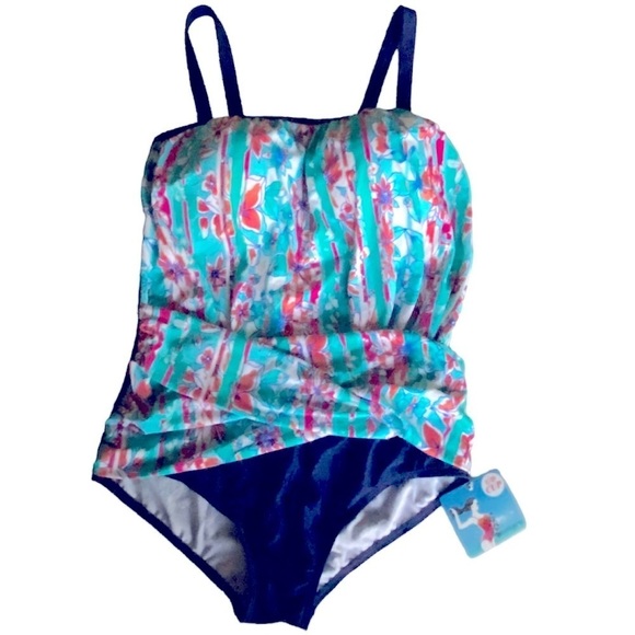 Seekers Contour One Piece Floral Swimsuit, 18W - Picture 1 of 7